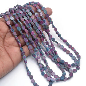 Natural <b>Ruby</b> Zoisite Smooth Slice Shape 8 Inches 6.5x6.5 TO 10x13 mm Gemstone Beads Strand For Making Jewelry <b>Bracelet</b> Necklace - Product Image 3