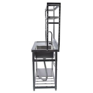 Lavello da Cucina Commerciale in Acciaio Inossidabile da 39,4 pollici, Vasca Singola con Piattaforma Sinistra, Lavello Utilitario per Garage con Rubinetto - Product Image 3