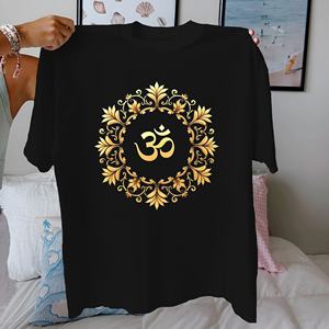Om symbol with ornate <b>frame</b> pure cotton women's <b>Tshirt</b> comfort fit - Product Image 4
