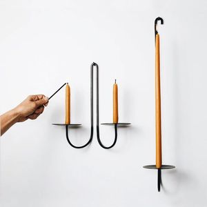 Candelabro de hierro para pared, acabado en negro, ideal para decoración del hogar, bodas, luces navideñas y apliques de pared. - Product Image 4