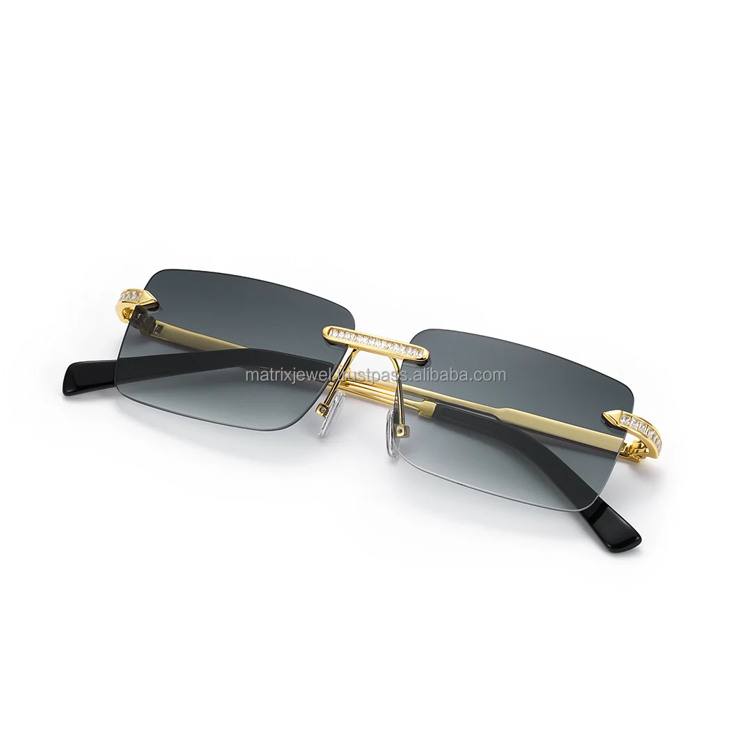 Moissanite Diamond Iced Out Glasses Retro Round Sunglasses