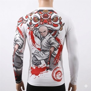 Custom <b>Men</b>’s Long Sleeve Compression Shirt Quick Dry Rash Guard for BJJ & MMA White Fitness <b>Base</b> <b>Layer</b> with Graphic - Product Image 2