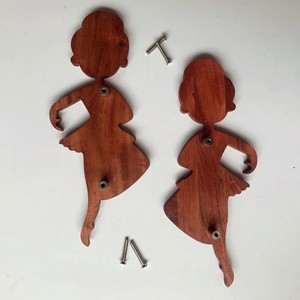 Poignées et poignées de tirage décoratives en bois d'acacia pour enfants, poignée de placard, poignée de commode, poignée de penderie en forme de ballerine, vente en gros - Product Image 5