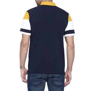 Polo de manga corta para hombre con bloques de color, diseño a rayas, cremallera y tejido informal. - Product Image 5