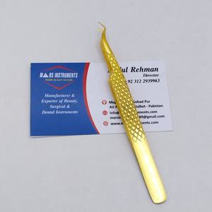 Pinzas de extensión de pestañas de acero inoxidable de alta calidad Agarre de diamante chapado en oro con punta puntiaguda sostenible - Product Image 5