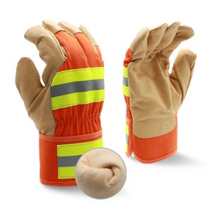 Guantes de Seguridad de Alta Visibilidad Reflectantes Antideslizantes de Cuero Resistentes al Viento para Trabajo al Aire Libre Unisex Invierno - Product Image 1