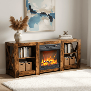 Chimenea Eléctrica de Doble Cara de 58 Pulgadas con Acabado en Madera, con Núcleo de 18 Pulgadas, 149x40x60cm, Chimenea Eléctrica Independiente - Product Image 4