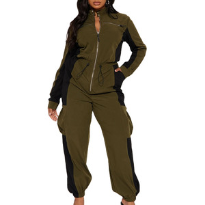 Veste et pantalon coupe-vent en nylon léger imperméable pour femme, ensemble de survêtement imprimé streetwear pour la saison hivernale - Product Image 4