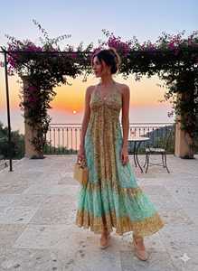 Nuevo Vestido Bohemio de Seda con Estampado Floral de Verano Indio, Largo hasta la Rodilla, Lavable, Cintura Natural, Talla Única, Regalo para Ella - Product Image 5