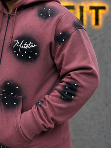 Hoodies à fermeture éclair coupe oversize en molleton bouclette, style streetwear, avec logo frontal et poche, effet délavé soleil, prix de gros - Product Image 4