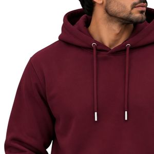 Mens <b>Maroon</b> Pullover Hoodie Long Sleeve Casual Sweatshirt Custom Logo Streetwear Sportswear <b>Top</b> Shoukat Apparel Manufacturer - Product Image 5