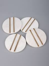 Marble <b>Coaster</b> <b>Set</b> with Brass Inlay | Handmade Luxury Stone Drink <b>Coasters</b> for Home, Office & Gifting | Marble Handicraft Export - Product Image 3