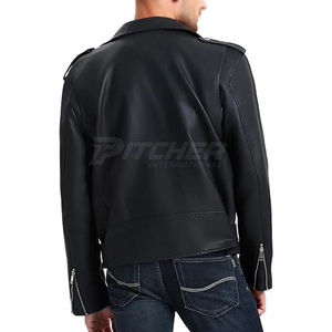Veste de moto réversible en cuir PU noir pour homme, imperméable, fermeture éclair, col à capuche, doublure en coton - Product Image 4