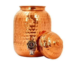 Distributeur d'eau en cuivre original avec couvercle et robinet, style vintage, pour la maison, les hôtels, les fournitures, avantages pour la santé, distributeur d'eau potable - Product Image 1