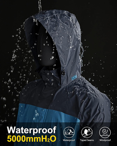 Veste coupe-vent imperméable pour homme, à blocs de couleur, en polyester enduit, avec fermeture éclair, veste Gore-Tex pour l'hiver - Product Image 3