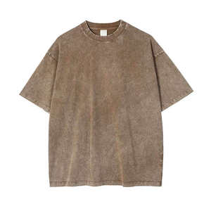 T-shirt vintage délavé pour homme, coupe oversize, effet délavé à l'acide, prix usine OEM ODM, logo personnalisé, coton uni, vente en gros - Product Image 1