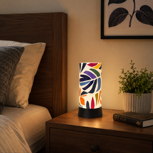 Multicolor Leaf Pattern Table Lamp Decorative Bedside <b>Night</b> Lamp Warm <b>Light</b> Fabric Shade E27 Compatible Modern Home Decor Gift - Product Image 2