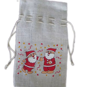 Bolsas de Regalo Navideñas Ecológicas de Yute Personalizadas Lowellcraft al por Mayor con Estampado de Papá Noel, desde Delhi - Product Image 5
