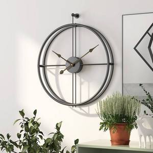 Minimal Industrial Grey Metal <b>Wall</b> <b>Clock</b> with Open Frame Design for Modern Living Room Office and Clean <b>Wall</b> Decor Style - Product Image 1