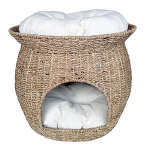 Artex HaiNam Woven Fiber Cat <b>Bed</b> Cave Round Solid Color <b>Comfortable</b> Indoor All Seasons Classic Style for Cats Removable Washable - Product Image 1