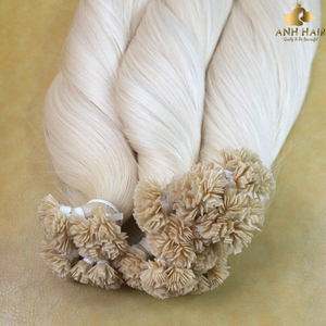Extensiones de Cabello Liso con Punta Plana I-Tip, Rubio Platino, Trama Única, Doble Grosor, Cabello Humano Virgen Vietnamita con Unión de Queratina - Product Image 4