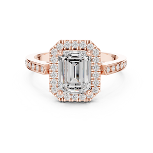 Classic Engagement Wedding Anniversary Halo Rings 2 CT E Color VS1 Emerald Cut Lab Grown Diamond 14K Solid Gold Ring - Product Image 5