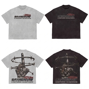 เสื้อยืดลายโครงกระดูก สไตล์พังก์สำหรับผู้ชาย แขนสั้น ผ้าฝ้าย พิมพ์ลายกราฟิก ลายหัวกะโหลก คอกลม ทรงปกติ ดีไซน์ World Tour - Product Image 5