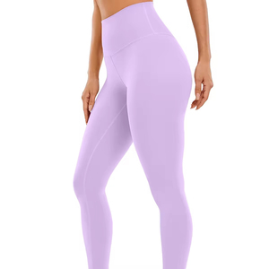 Leggings de yoga taille haute longueur intégrale, noirs unis, sans coutures, extensibles, pour femme, tenue de sport et de gym - Product Image 5