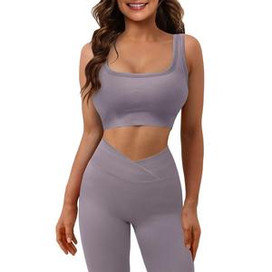 Conjunto de dos piezas, top ajustado de manga corta/larga, leggings de cintura alta, ropa deportiva para yoga, ropa de entrenamiento para mujer, conjuntos de fitness. - Product Image 4
