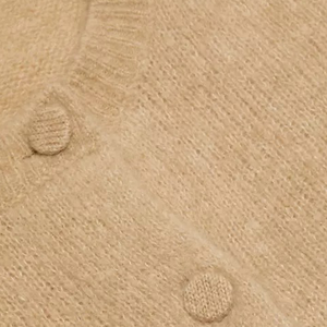 Women's <b>Beige</b> Knitted <b>Cardigan</b> Crew Neck Full Sleeve Button Front Minimalist Solid Color Autumn Wear By Tiki Taka Sports - Product Image 5