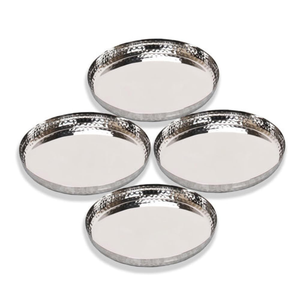 Ensemble de plateaux de service ronds en acier inoxydable martelé de qualité supérieure pour la maison, la cuisine et la salle à manger - Product Image 4