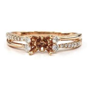 Vente en gros de Hong Hong Hong Bagues de fiançailles de luxe rondes en or rose massif 18 carats de qualité supérieure faites à la main avec diamant naturel pour femmes - Product Image 1