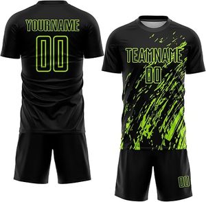 Camiseta de Fútbol Sublimada Personalizada, Negra y Verde, Manga Corta, Cuello Redondo, Transpirable, Uniforme de Equipo de Poliéster - Product Image 5
