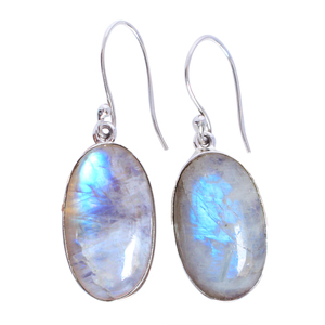 ต่างหูเงินแท้ 925 ประดับด้วยหินมูนสโตนสีรุ้งธรรมชาติ ดีไซน์เก๋ไก๋ เหมาะสำหรับผู้หญิง - Product Image 1