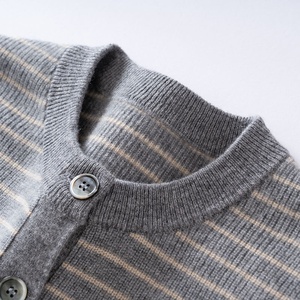 Factory Direct Sale High Quality Women's Single Breasted Round Neck Striped Knitted <b>Cardigan</b> for Autumn Season - Product Image 5