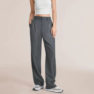 Custom logo Woven Label Summer Women's Loose <b>Wide</b>-<b>leg</b> Cotton <b>Linen</b> Women's <b>Trousers</b> Casual Pants High-waist Straight-<b>leg</b> - Product Image 4