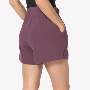 Shorts deportivos de algodón para mujer, diseño personalizado, lisos, cómodos y de gran venta. - Product Image 3