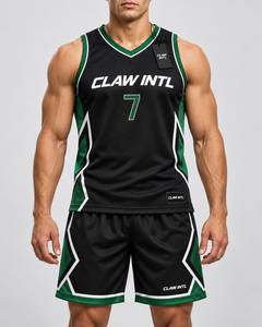 Conjunto de Uniforme de Baloncesto para Hombre Claw Intl, Negro y Verde, Impresión por Sublimación, Transpirable, Poliéster, Talla Adulto - Product Image 1