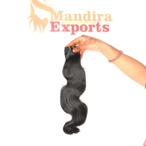 Extensions de cheveux humains indiens Remy 100 % naturels non traités, cuticules alignées, noirs, coupe droite, ondulés, double trame, en lots - Product Image 6