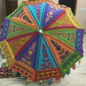 Lote al por mayor de sombrillas vintage bordadas a mano, parasoles de algodón, decoración para bodas indias, sombrillas de protección solar - Product Image 2