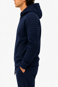 High Quality Vintage Cotton Hoodies Custom Logo Print <b>Hip</b> Hop <b>Padded</b> Embossed Hooded Sweatshirt - Product Image 3