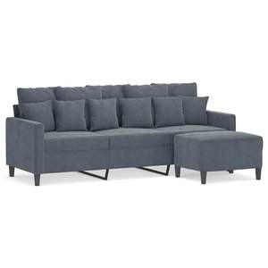 Canapé 3 places en velours gris foncé avec repose-pieds, largeur d'assise de 71,0 pouces pour salon - Product Image 2