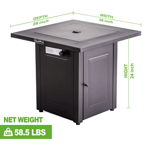 Tavolo con Braciere a Propano da 28 Pollici, 50000 BTU, Braciere Quadrato per Esterni con Coperchio e Pietre Laviche, Certificato ETL - Product Image 2