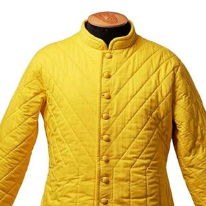 Medieval Gambeson Cotton Padded Coat Yellow Reenactment LARP Costume Knight Wearing Aketon Doublet Protective Padded Coat - Product Image 4
