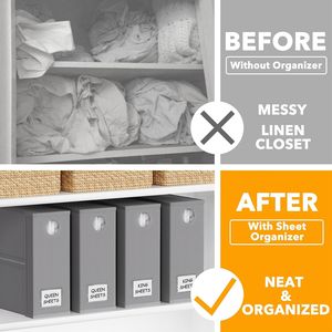 Lot de 4 organiseurs de draps pliables Queen XL, organiseur de draps XL pour fenêtre, rangement pour armoire à linge et vêtements - Product Image 2