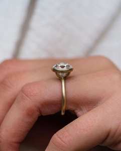 Bague de fiançailles solitaire en moissanite taille ancienne européenne ronde, en or 14 carats, bijoux fins pour femme - Product Image 2