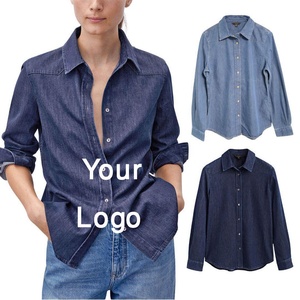 2023 dernières femmes printemps été nouveau Style dame Jean chemises à manches longues Denim chemise directe usine vente chaude approvisionnement de BD - Product Image 1