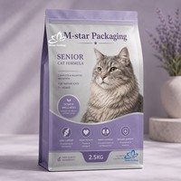 Sachet d'emballage alimentaire pour chats imprimé sur mesure, refermable, à fond plat, pour les fabricants américains d'aliments pour animaux de compagnie