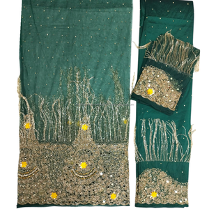 Vestido cruzado sedoso africano de lujo Georges con piedras doradas hecho a mano para fiestas durante todo el año para Otoño/Invierno/primavera/verano - Product Image 3