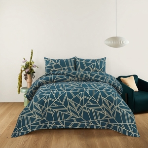 Turkish Teal Bedsheet and 2 <b>pillow</b> in Set Modern Geometric Printed Cotton Flat Sheet 150 Tc - Product Image 4